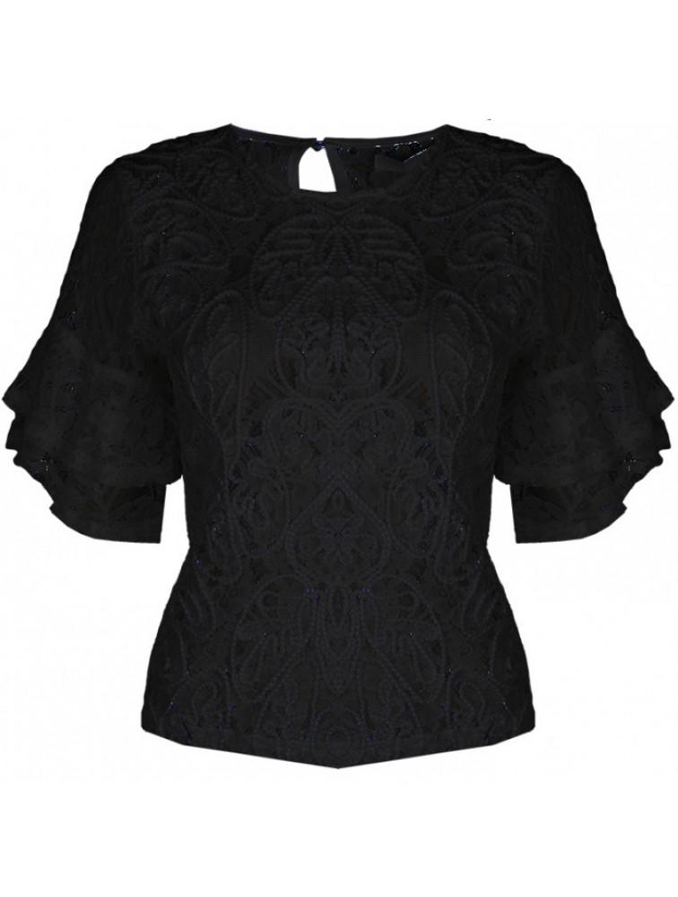 SHE CLOTHES Lace Top Black